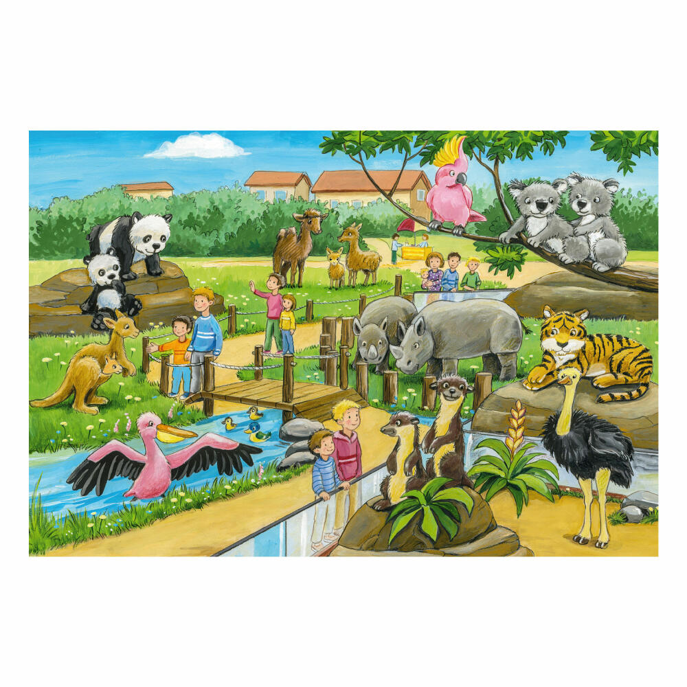 Schmidt Spiele Tiere Ein Tag im Zoo, Kinderpuzzle, 3 x 24 Teile, Puzzle, Puzzlespiel, Ab 3 Jahren, 56218