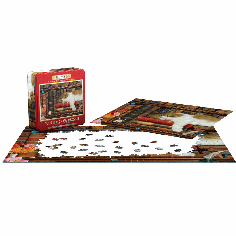 Eurographics Puzzle Katzen Nickerchen in Puzzledose, 1000 Teile in Blechdose, 49 x 68 cm, 8051-5545