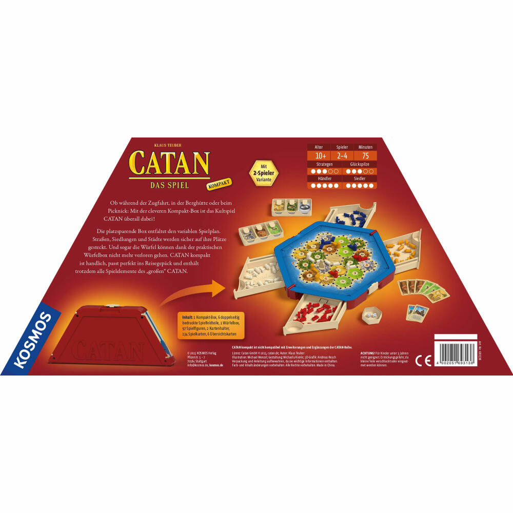 KOSMOS Catan - Das Spiel - Kompakt, Strategiespiel, Strategie und Abenteuer, Spiel für unterwegs, ab 10 Jahren, 693138