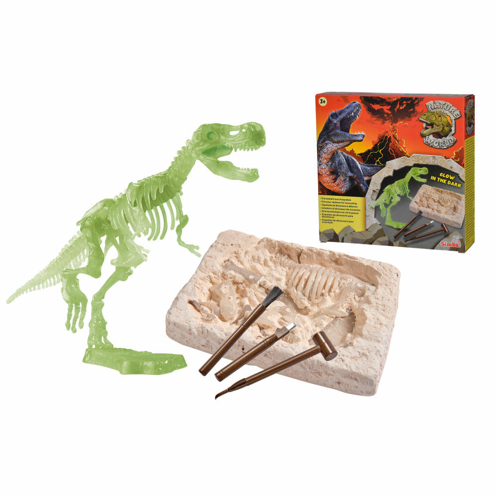 Simba Glow In The Dark T-Rex Ausgrabungsset, Dinosaurier, Dino Skelett, Ausgraben, Spielzeug, ab 3 Jahre, 104342403