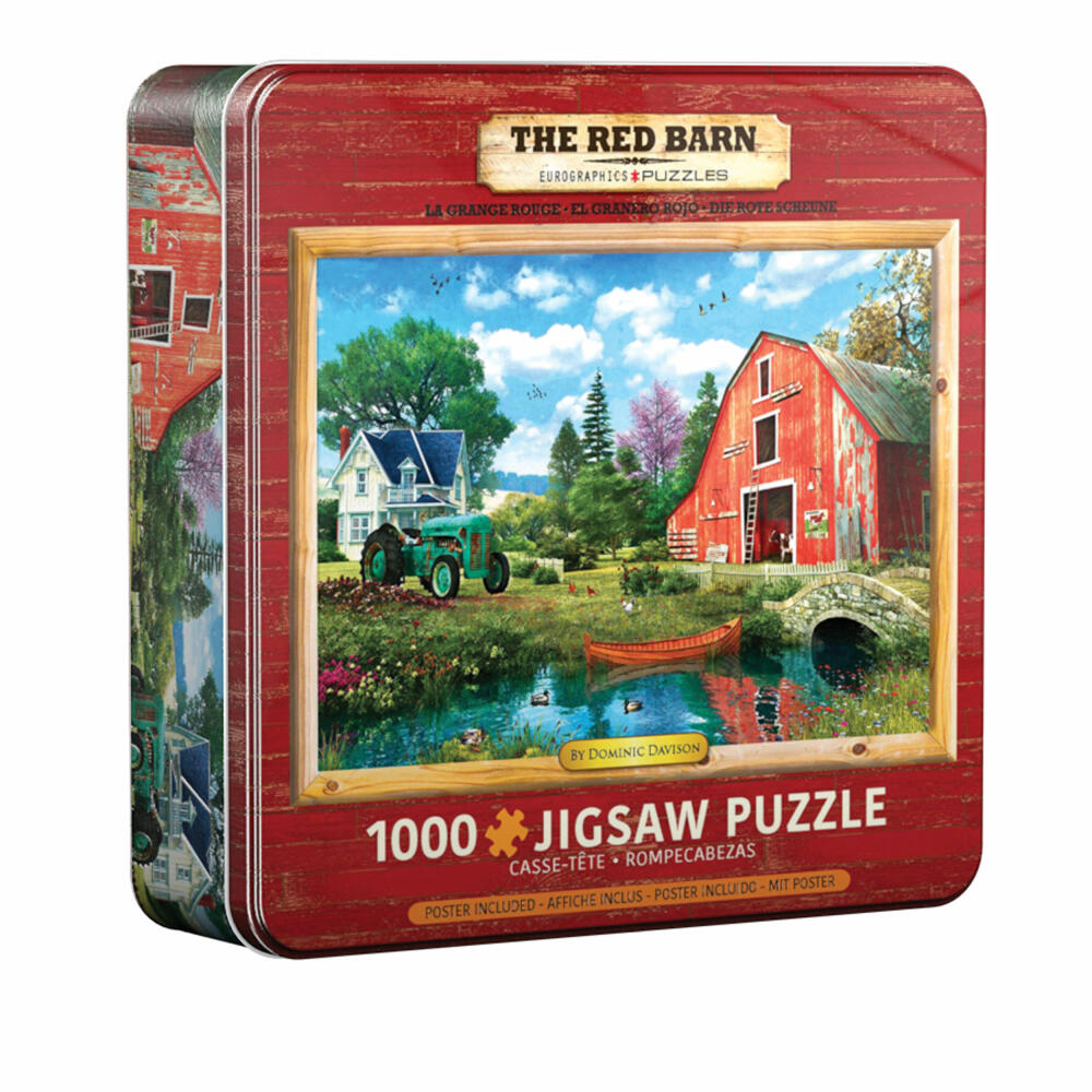 Eurographics Puzzle Die rote Scheune - Dominic Davison in Puzzledose, 1000 Teile in Blechdose, 49 x 68 cm, 8051-5526