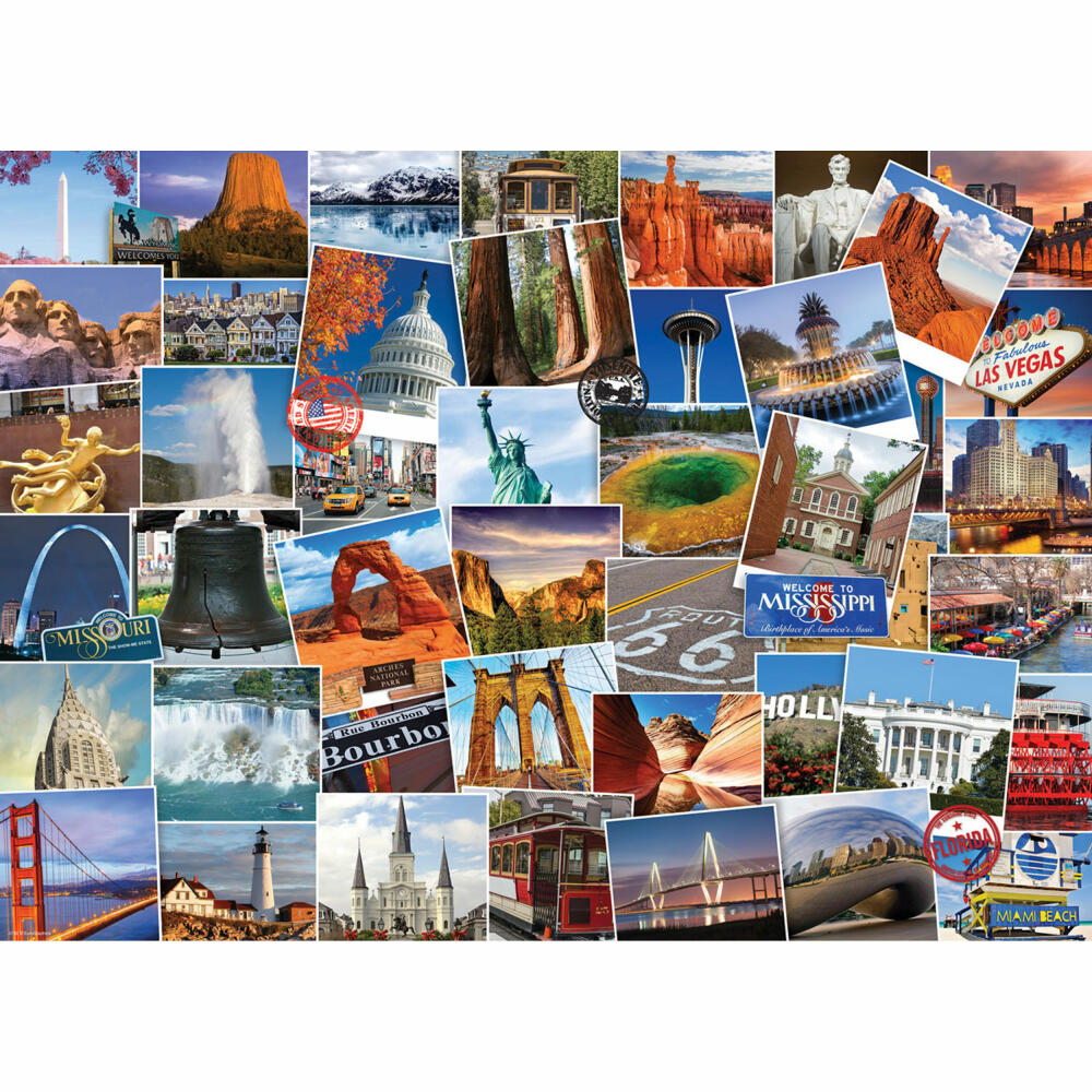 Eurographics Puzzle Globetrotter USA, Sehenswürdigkeiten, 1000 Teile, 68 x 48 cm, 6000-0750