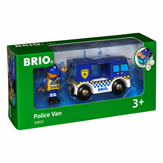 BRIO Polizeiwagen mit Licht und Sound, Polizei Wagen Holzspielzeug, Holz Spielzeug, 33825