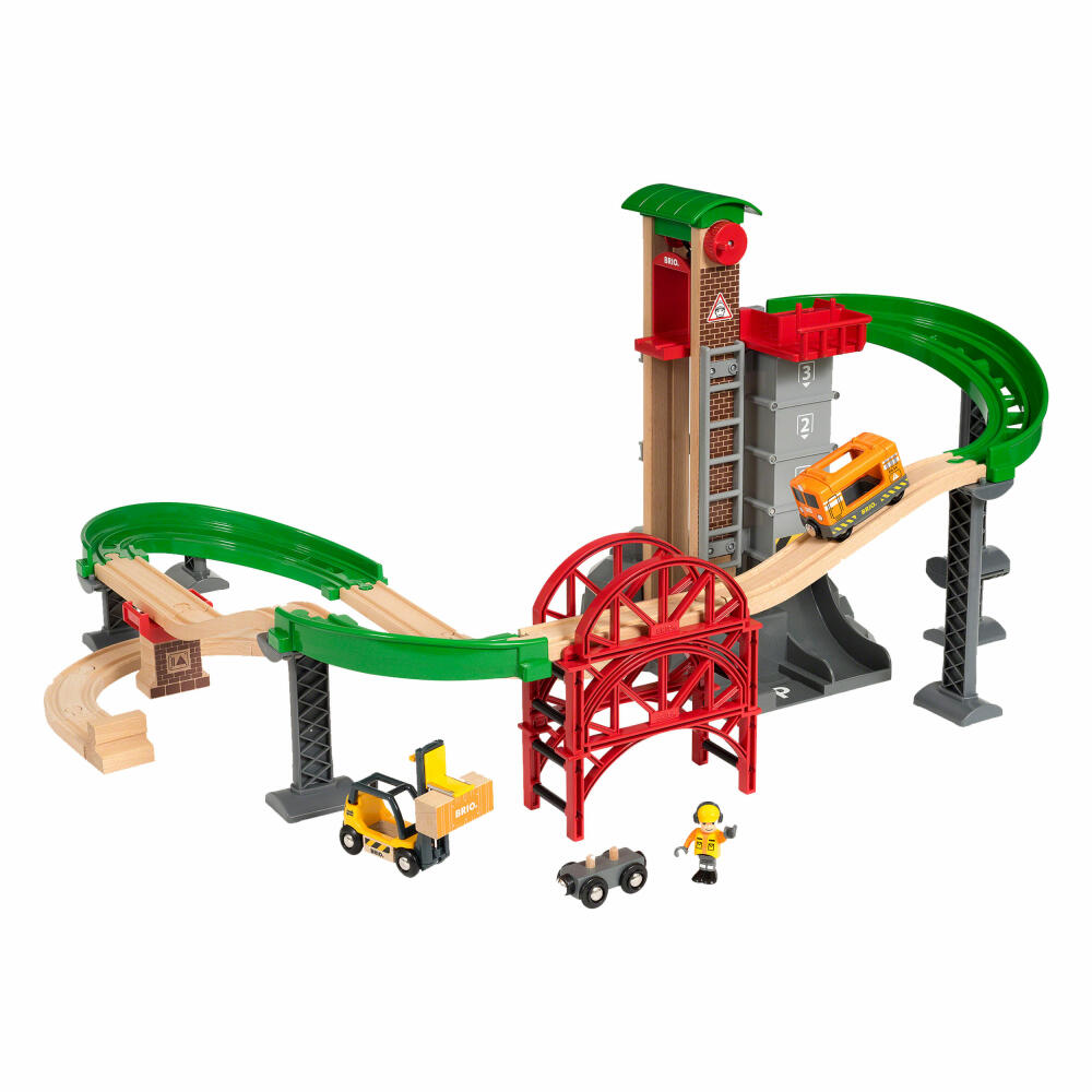 Brio Großes Lagerhaus-Set mit Aufzug, 32-tlg., Spielset, Holzspielzeug, Spielzeug, 33887