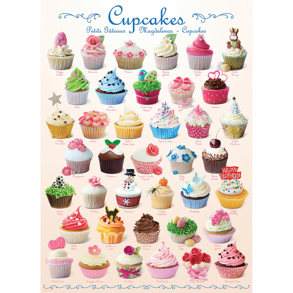 Eurographics Puzzle Cupcakes, Törtchen, Gebäck, 1000 Teile, 68 x 48 cm, 6000-0409