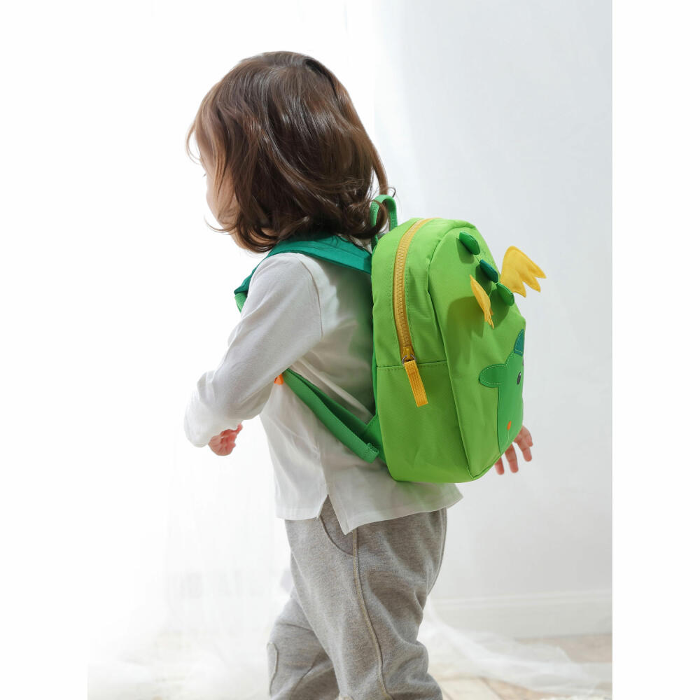 sigikid Mini Rucksack Drache, Kinderrucksack, Kindergartentasche, Kinder Tasche, Kindergarten, Nylon, Grün, 3 L, 24216