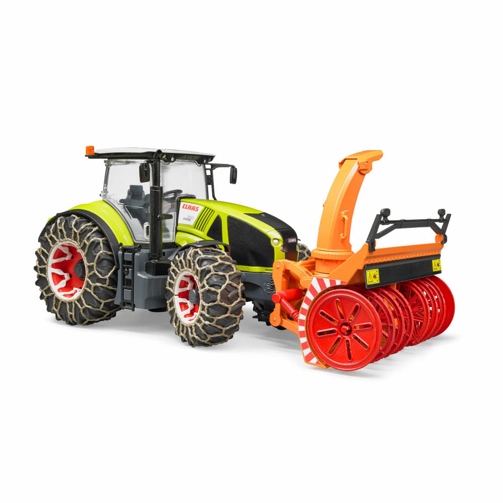 Bruder Landwirtschaft Claas Axion 950, mit Schneeketten und Schneefräse, Traktor, Modellfahrzeug, Modell Fahrzeug, Spielzeug, 03017