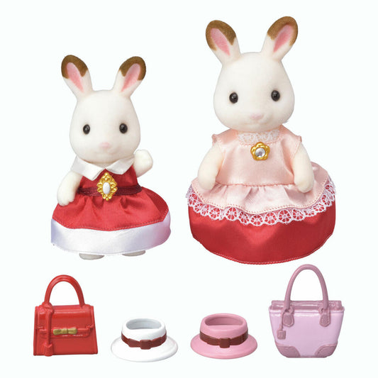 Sylvanian Families Town Series Schokoladenhasen Fashion Set, Mutter Flora, Tochter Luna, Hase, Spielzeug, 6001