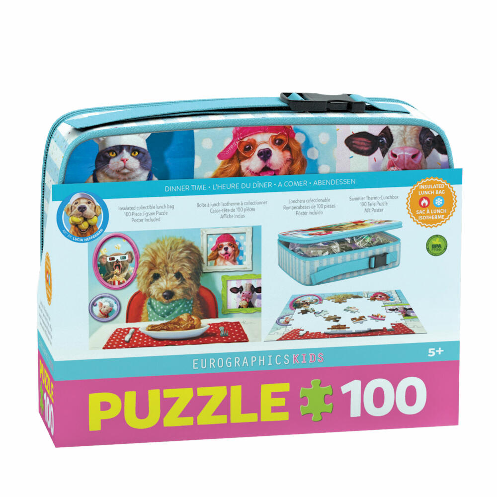 Eurographics Puzzle Dinner Time by Heffernan mit Lunchbox, 100 Teile, 48 x 33 cm, 9100-5818