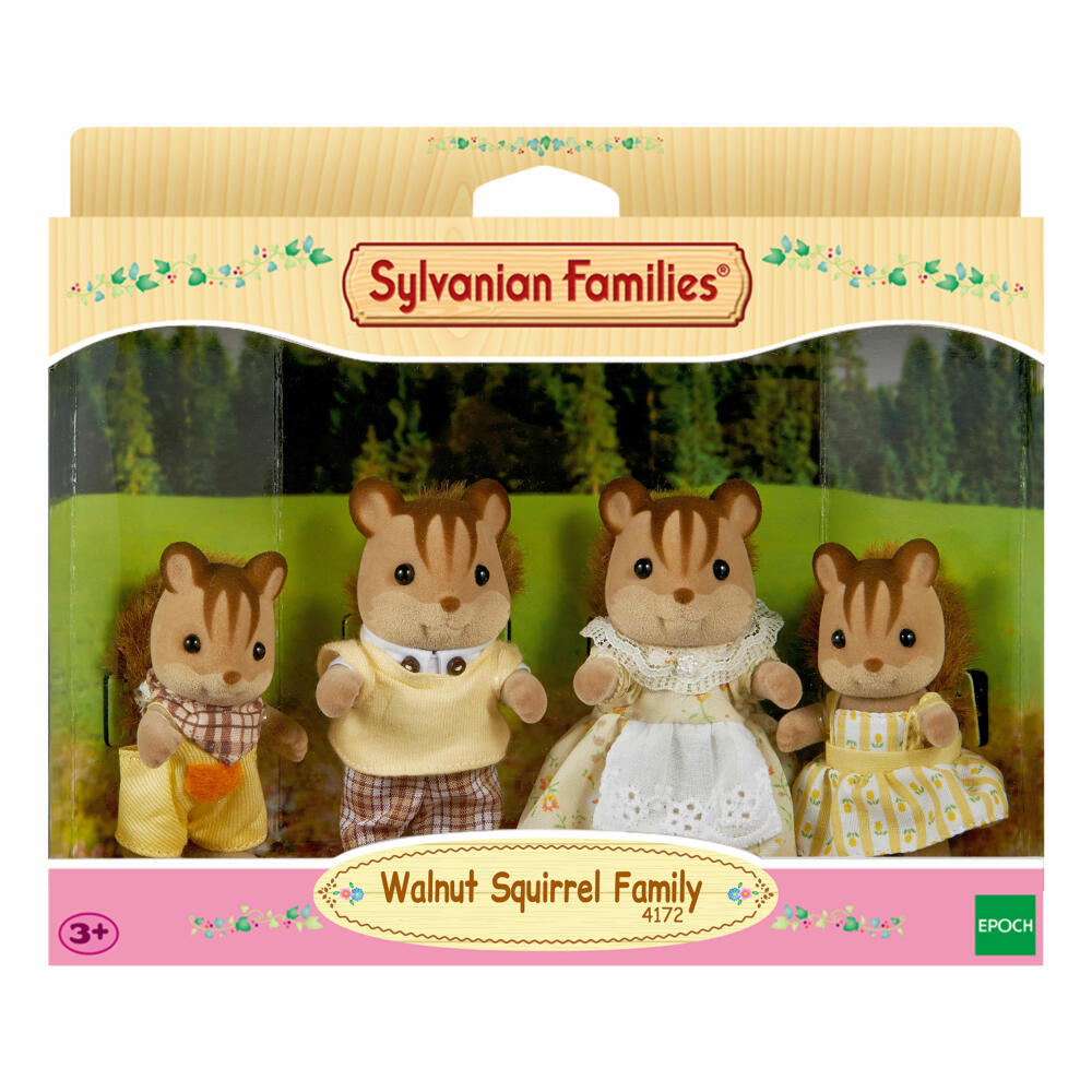 Sylvanian Families Walnuss Eichhörnchen Familie Knacks Mutter, Vater, Kinder, Victor, Bella, Konstantin, Sissi, Figuren, 3136