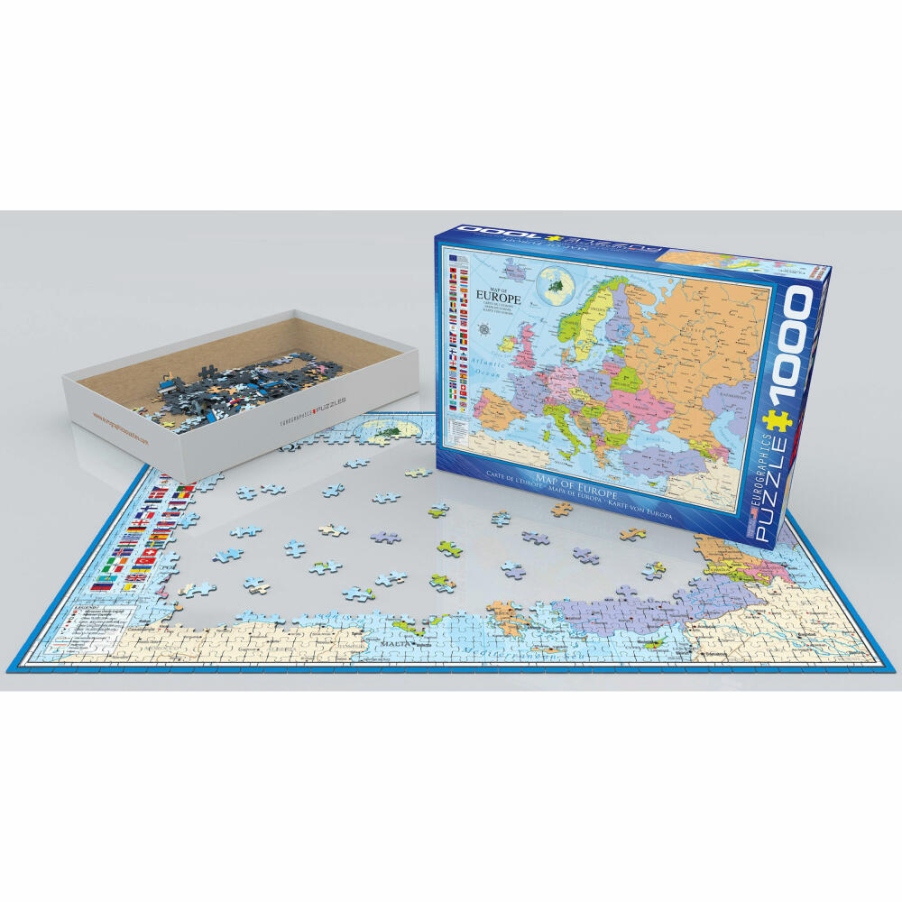 Eurographics Puzzle Karte von Europa, Landkarte, 1000 Teile, 68 x 48 cm, 6000-0789