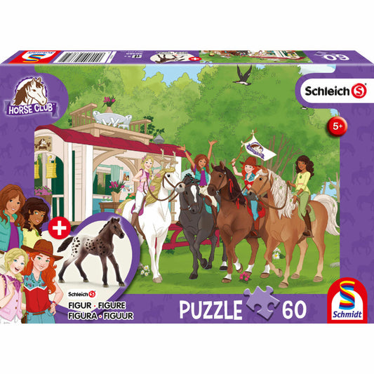 Schmidt Spiele Schleich Clubtreffen vor dem Wohnwagen, mit Figur, Kinderpuzzle, Kinder Puzzle, Kinderpuzzles, 60 Teile, 56385