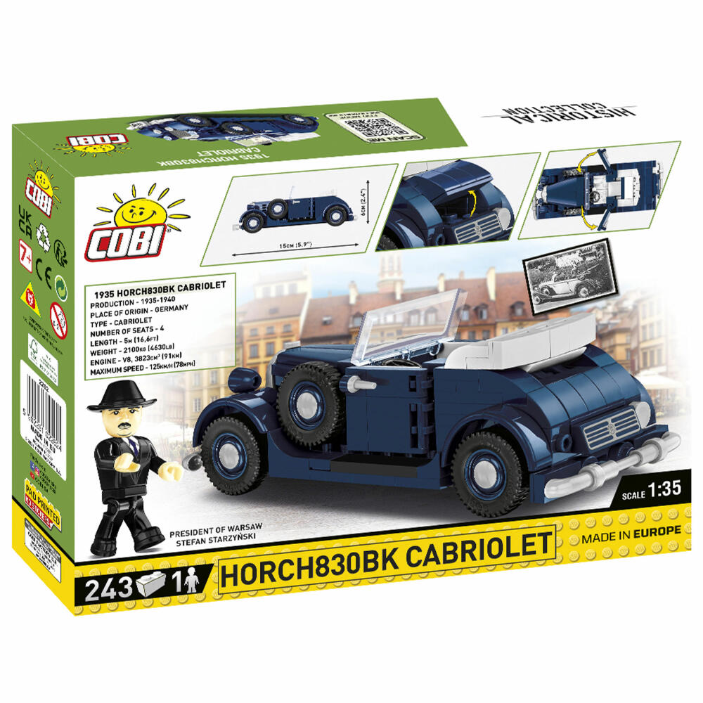 Cobi Klemmbausteinset Horch 830BK Cabriolet, World War 2, Fahrzeug, Spielzeug, 243 Teile, 2262