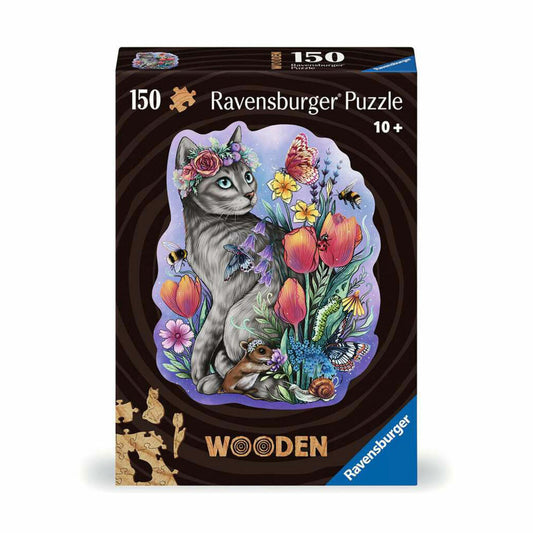 Ravensburger Wooden Puzzle Frühlingskatze, 150 Teile, Kontur-Holzpuzzle, ab 10 Jahren, 12000757