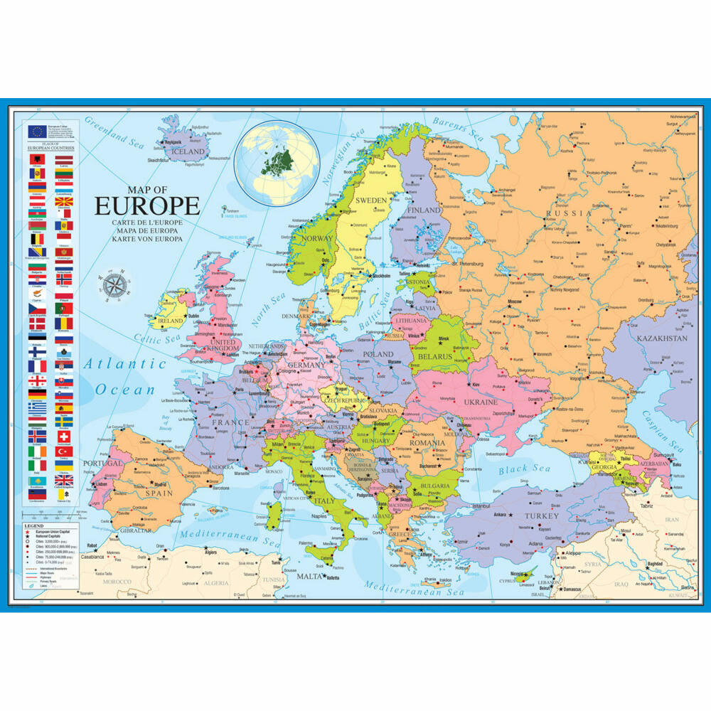 Eurographics Puzzle Karte von Europa, Landkarte, 1000 Teile, 68 x 48 cm, 6000-0789