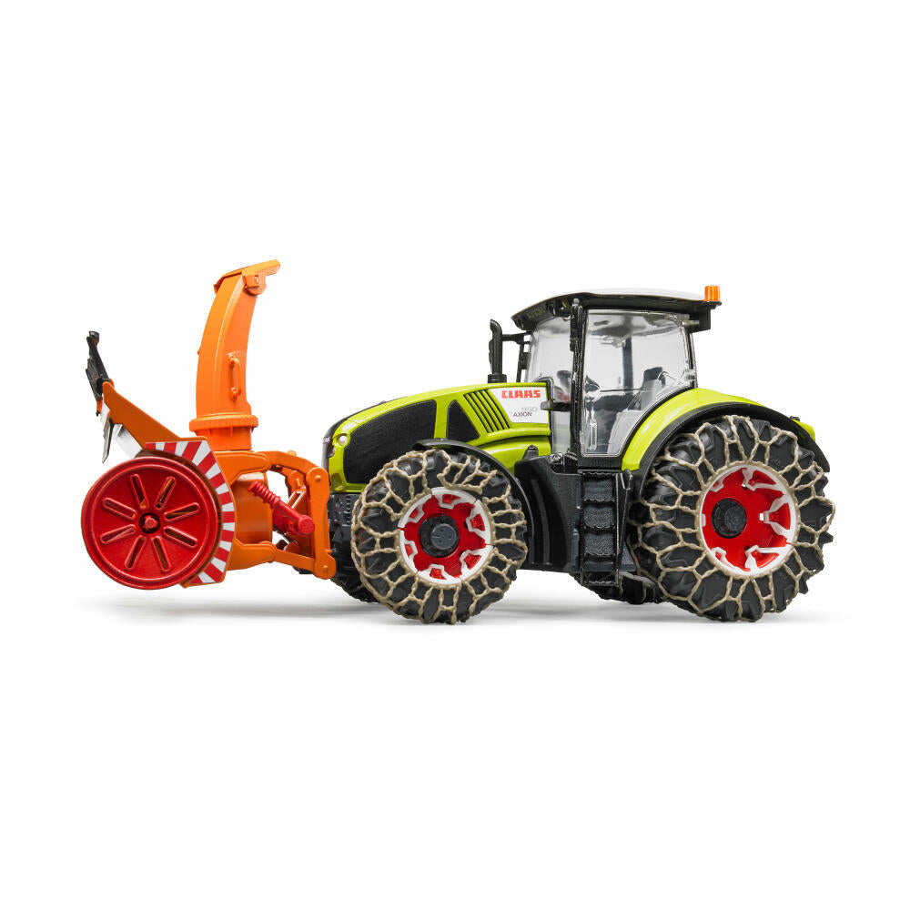 Bruder Landwirtschaft Claas Axion 950, mit Schneeketten und Schneefräse, Traktor, Modellfahrzeug, Modell Fahrzeug, Spielzeug, 03017