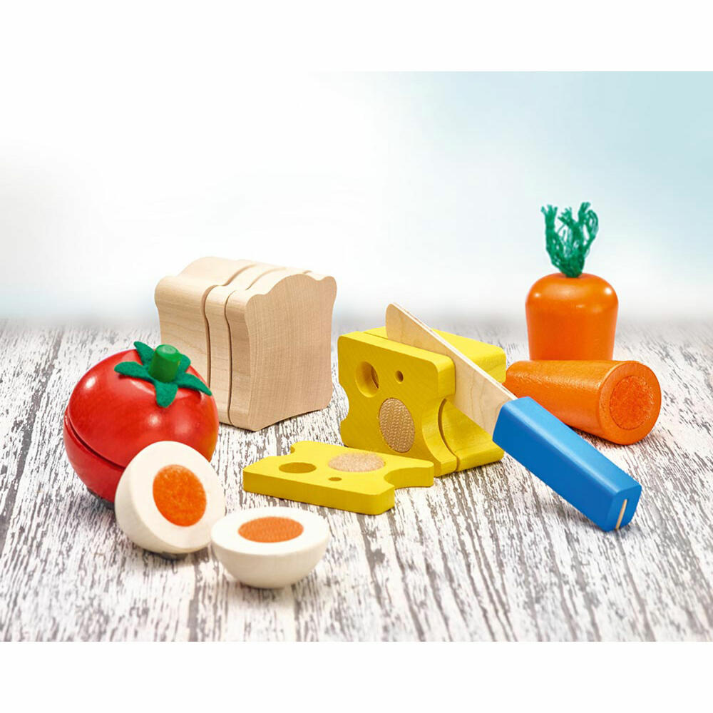 Selecta Spielzeug Picknick, 14-tlg., Motorik, Kleinkindspiel, Kleinkindspielzeug, Holz, 14 cm, 62020