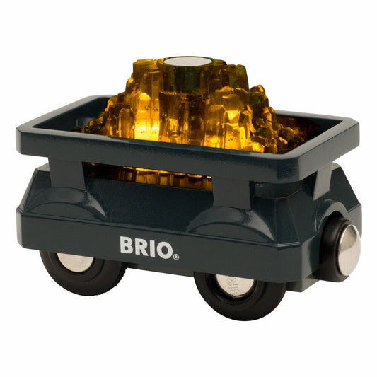 Brio Goldwaggon mit Licht, 2-tlg., Goldmine, Minewagen, Holzspielzeug, Spielzeug, 33896