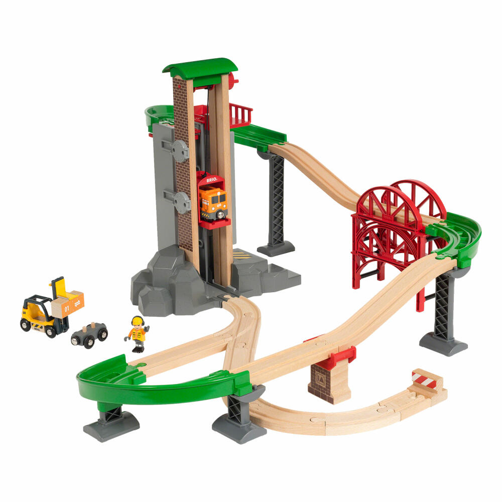 Brio Großes Lagerhaus-Set mit Aufzug, 32-tlg., Spielset, Holzspielzeug, Spielzeug, 33887