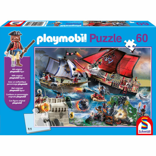 Schmidt Spiele Playmobil Piraten, mit Figur, Kinderpuzzle, Kinder Puzzle, Kinderpuzzles, 60 Teile, 56382