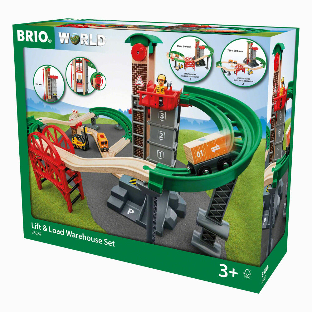 Brio Großes Lagerhaus-Set mit Aufzug, 32-tlg., Spielset, Holzspielzeug, Spielzeug, 33887