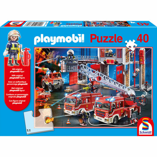 Schmidt Spiele Playmobil Feuerwehr, mit Figur, Kinderpuzzle, Kinder Puzzle, Kinderpuzzles, 40 Teile, 56380