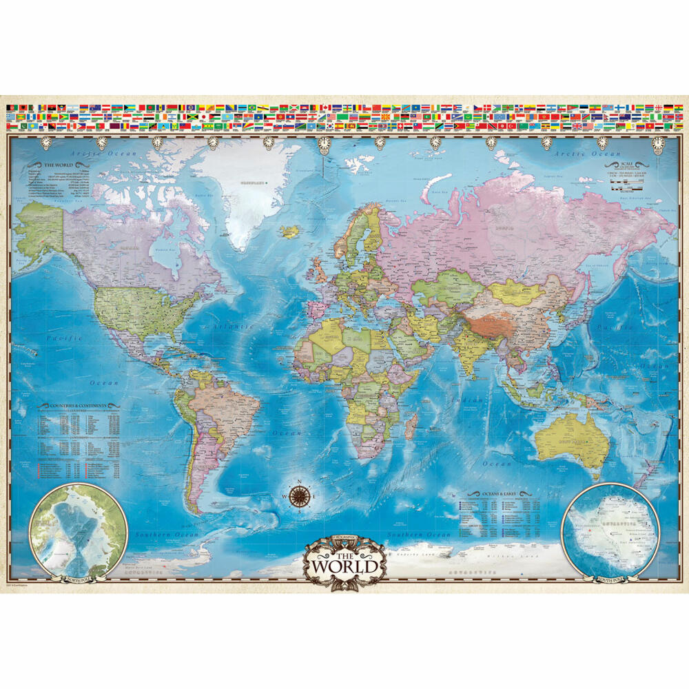 Eurographics Puzzle Weltkarte mit Flaggen, 1000 Teile, 68 x 48 cm, 6000-0557