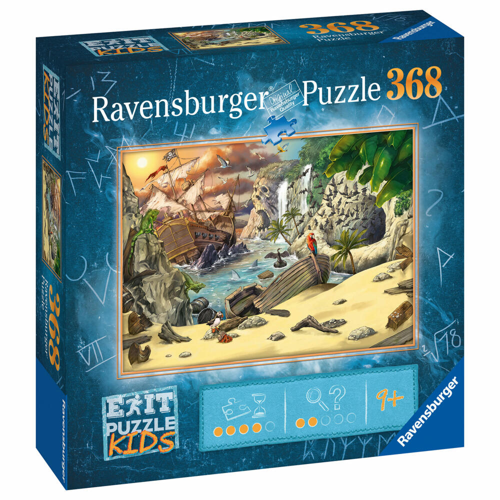 Ravensburger EXIT Puzzle Kids Das Piratenabenteuer, Kinderpuzzle, Rätsel, Puzzlespiel, Spiel, 368 Teile, 12954