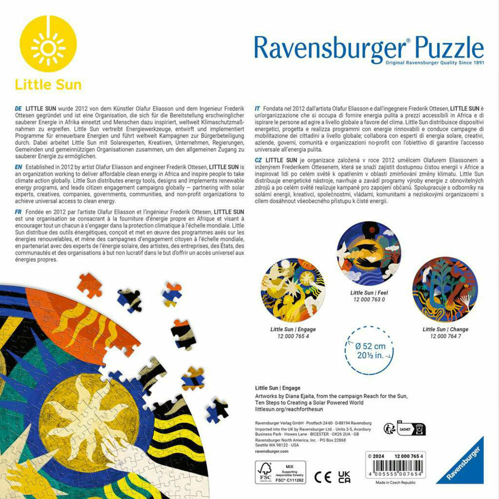 Ravensburger Little Sun Engage, 500 Teile, Erwachsenenpuzzle, Puzzle für Erwachsene, 12000765