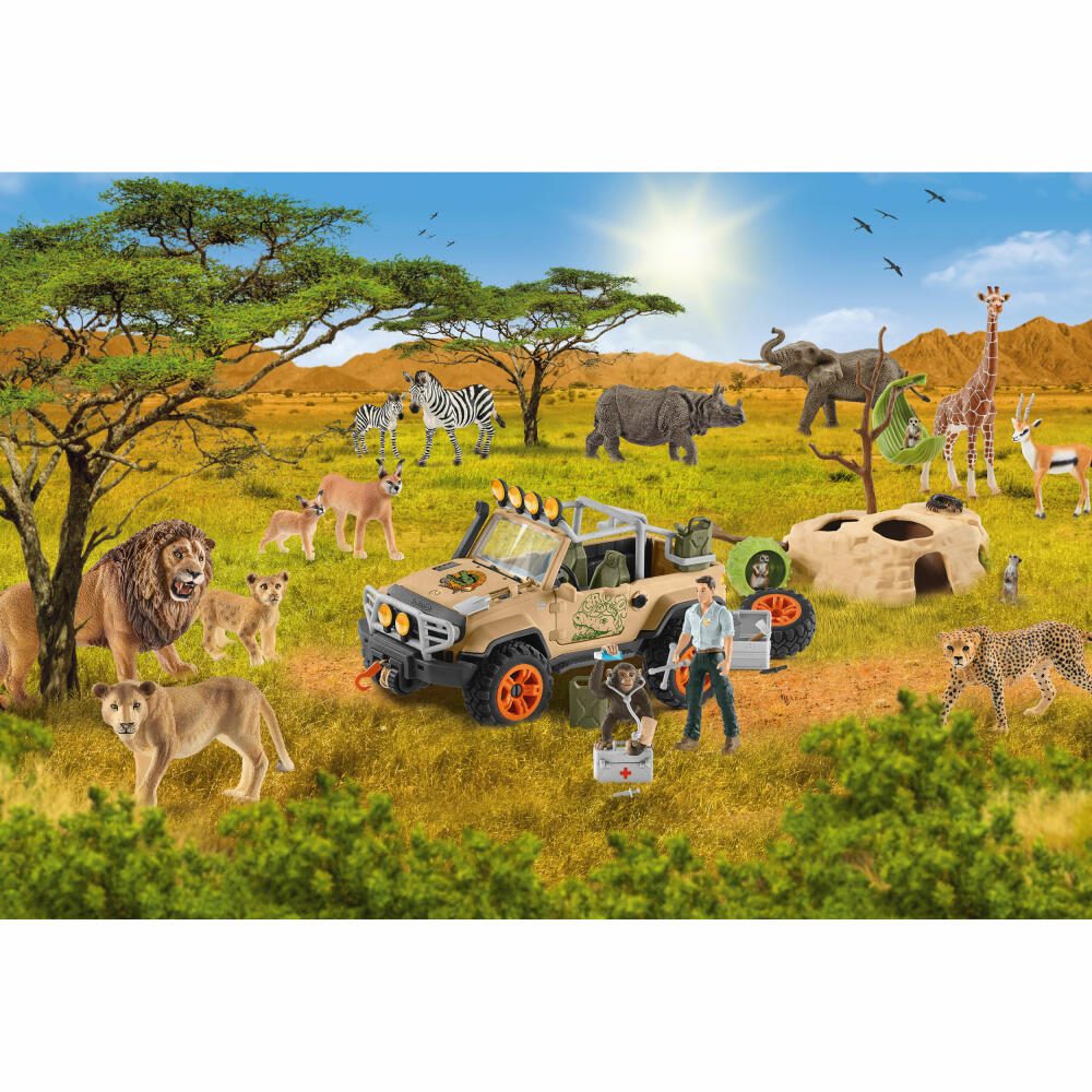 Schmidt Spiele Schleich Wild Life In der Sarvanne, Puzzle, Kinderpuzzle, mit Add-on, 60 Teile, 56466