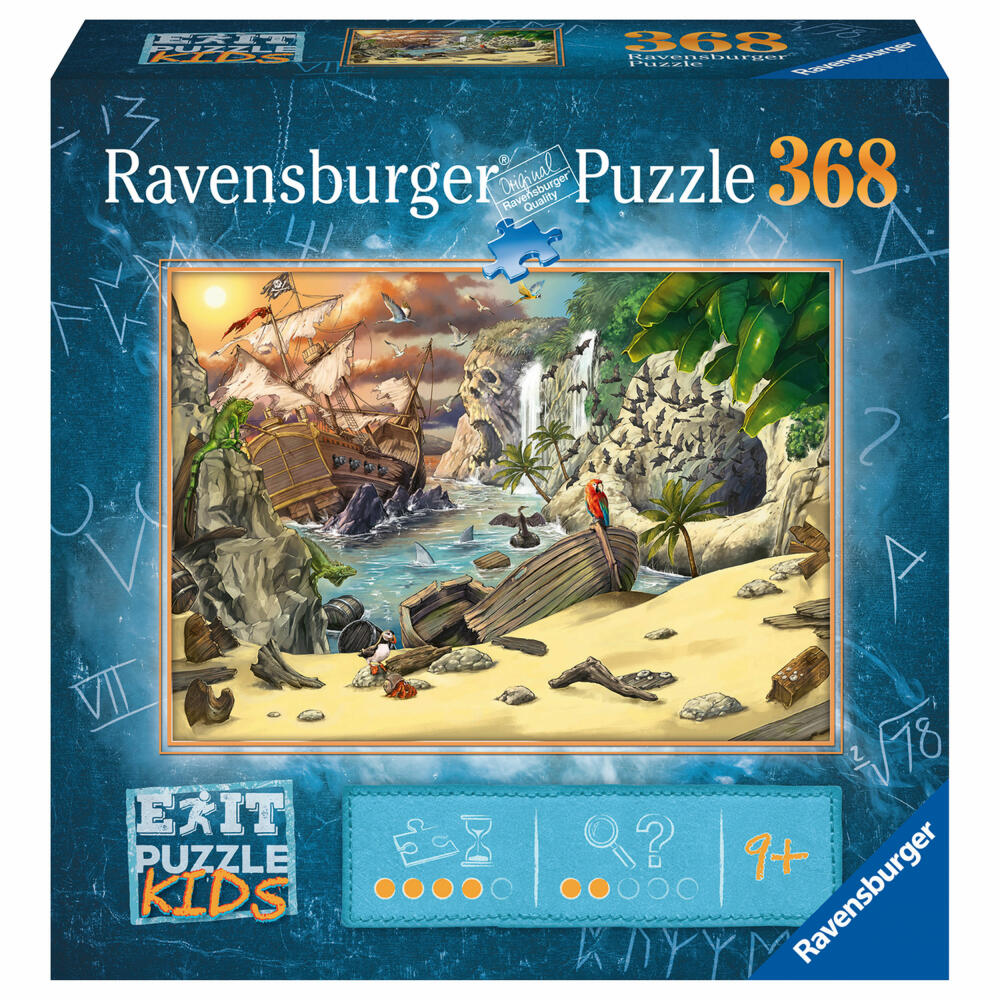 Ravensburger EXIT Puzzle Kids Das Piratenabenteuer, Kinderpuzzle, Rätsel, Puzzlespiel, Spiel, 368 Teile, 12954