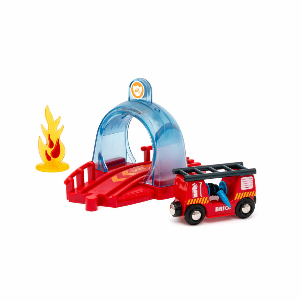 BRIO World Smart Tech Sound Feuerwehreinsatz, Holzeisenbahn, Holz Eisenbahn, Interaktives Spielzeug, Zubehör, 33976