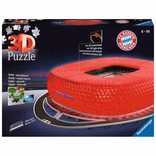 Ravensburger 3D-Puzzle Allianz Arena bei Nacht, dreidimensionales Puzzle, 216 Teile, 12530