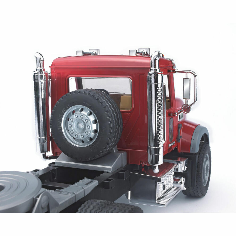 Bruder Baufahrzeuge MACK Granite LKW Tieflader, mit JCB 4CX Baggerlader, Bagger, Modellfahrzeug, Modell Fahrzeug, Spielzeug, 02813