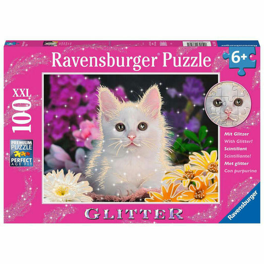 Ravensburger Glitzerkatze, Puzzle, Kinderpuzzle, Legespiel, Kinder, 100 Teile XXL, 13358