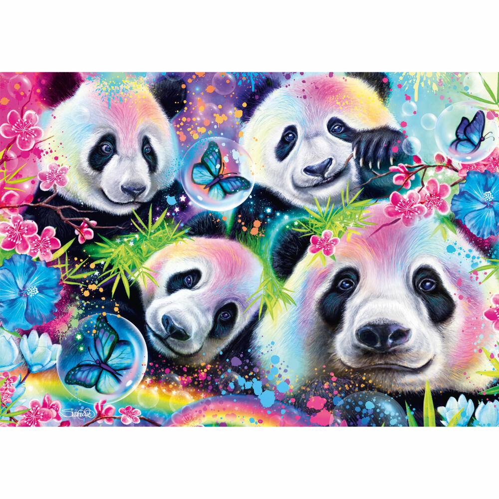 Schmidt Spiele Puzzle Neon Blumen-Pandas, Sheena Pike, Erwachsenenpuzzle, 1000 Teile, 58516