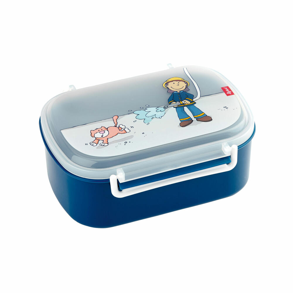 sigikid Brotzeitbox Frido Firefighter, Brotbox, Brotdose, Butterbrotdose, Vesperdose, Kinder, Kunststoff, Blau, 24474