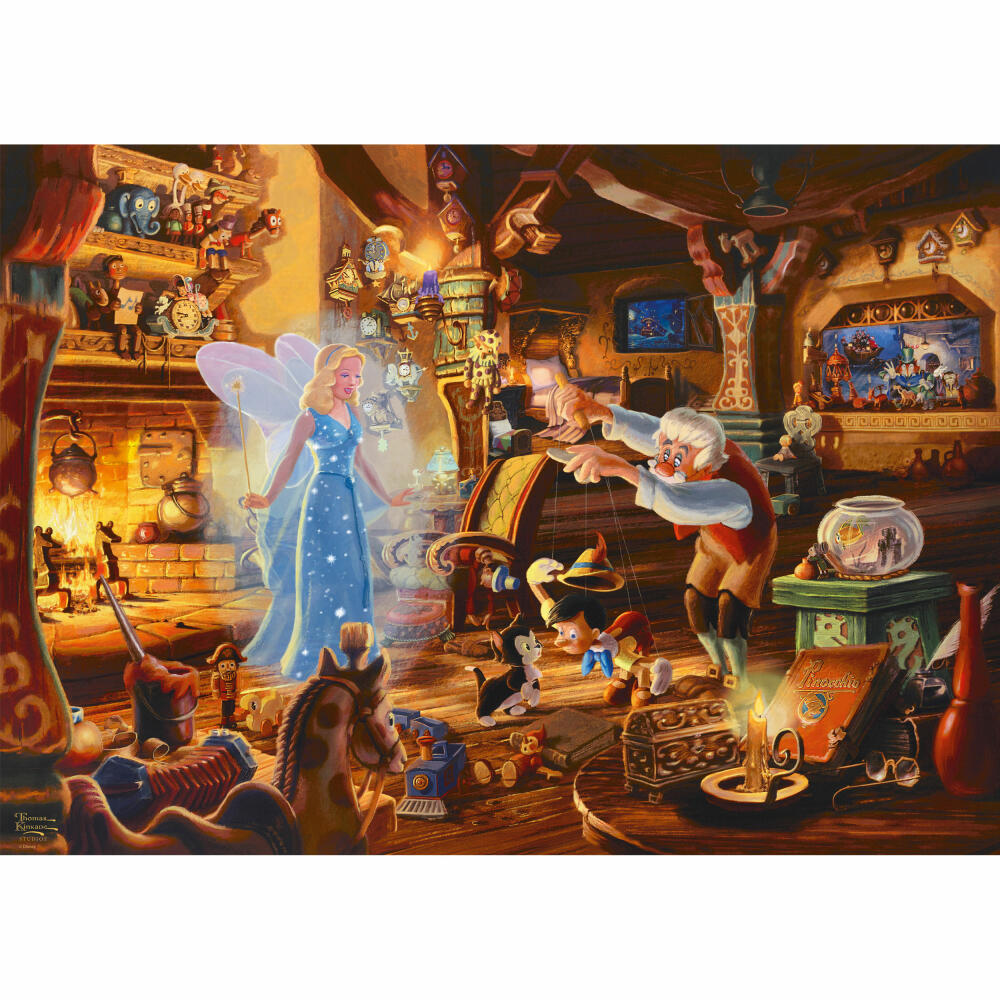 Schmidt Spiele Puzzle Disney Dreams Collection Geppettos Pinocchio, Thomas Kinkade, Erwachsenenpuzzle, 1000 Teile, 57526