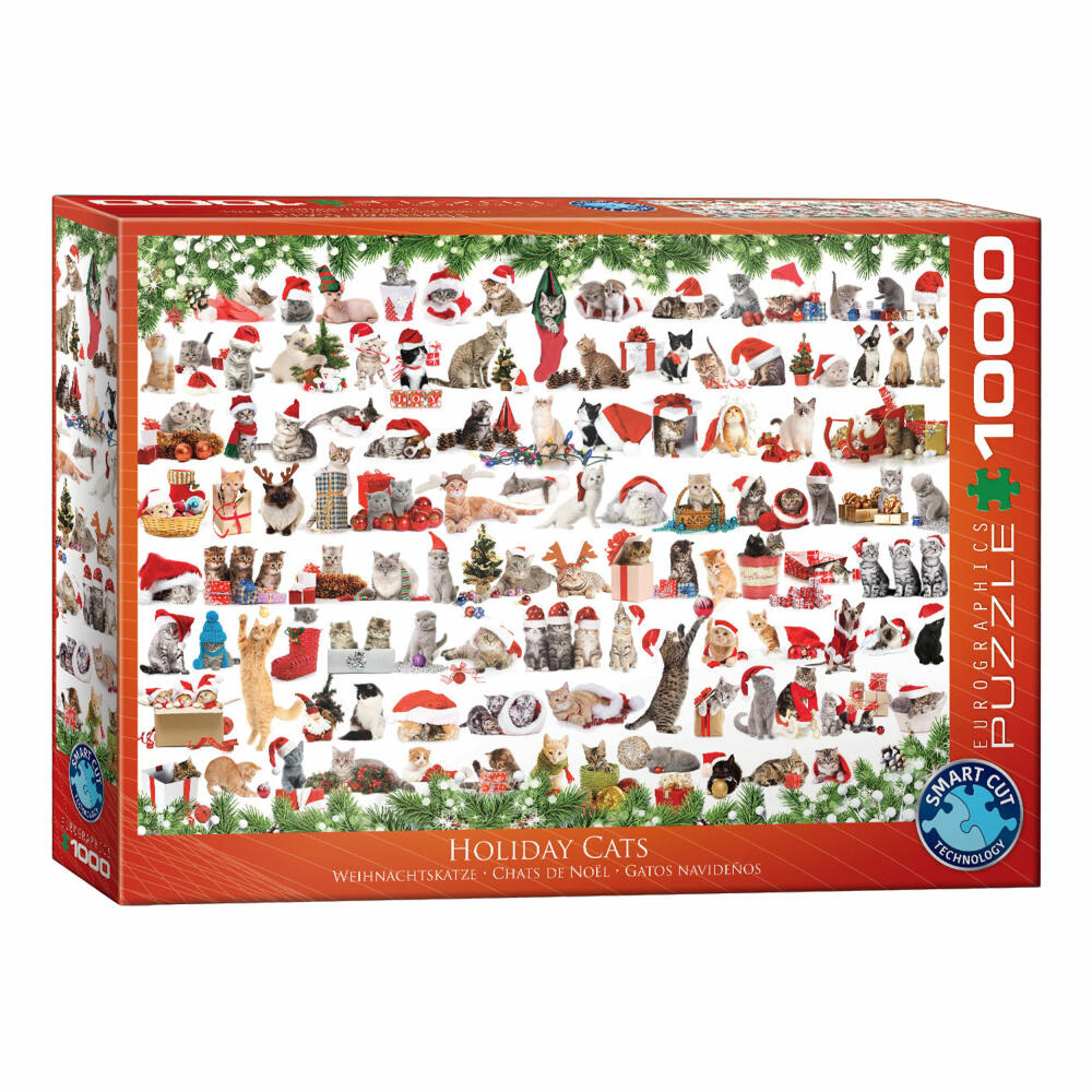 Eurographics Puzzle Weihnachtskzatzen, Katzen, 1000 Teile, 68 x 48 cm, 6000-0940