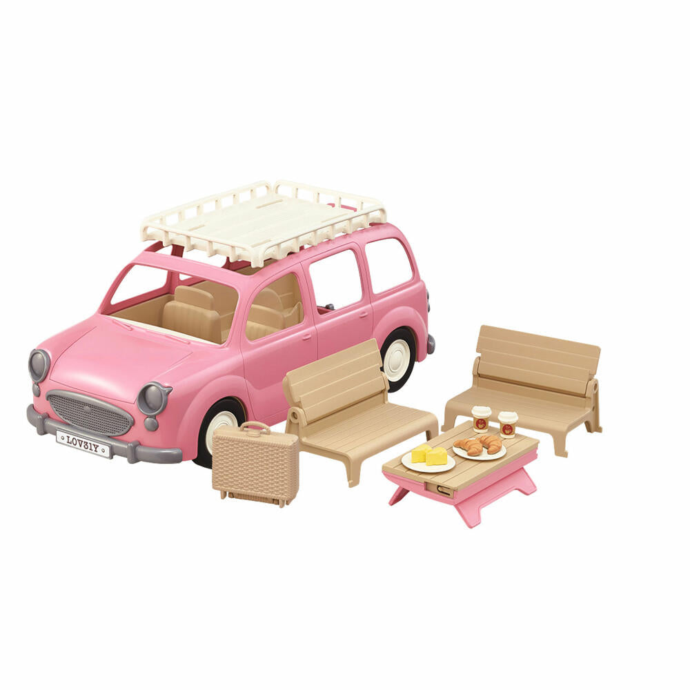 Sylvanian Families Familienauto mit Picknickzubehör, Familien Auto, Fahrzeug, Picknick, 5535