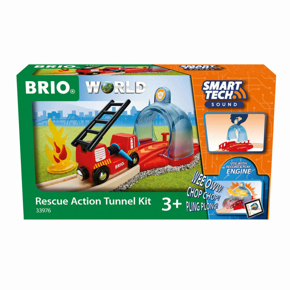 BRIO World Smart Tech Sound Feuerwehreinsatz, Holzeisenbahn, Holz Eisenbahn, Interaktives Spielzeug, Zubehör, 33976