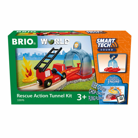 BRIO World Smart Tech Sound Feuerwehreinsatz, Holzeisenbahn, Holz Eisenbahn, Interaktives Spielzeug, Zubehör, 33976