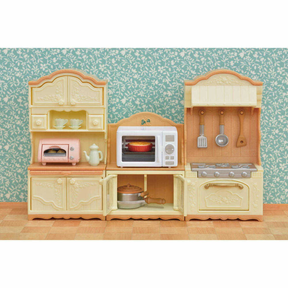 Sylvanian Families Schrank mit Mikrowelle, Küchenschrank, Küche, Möbel, Zubehör, 5443