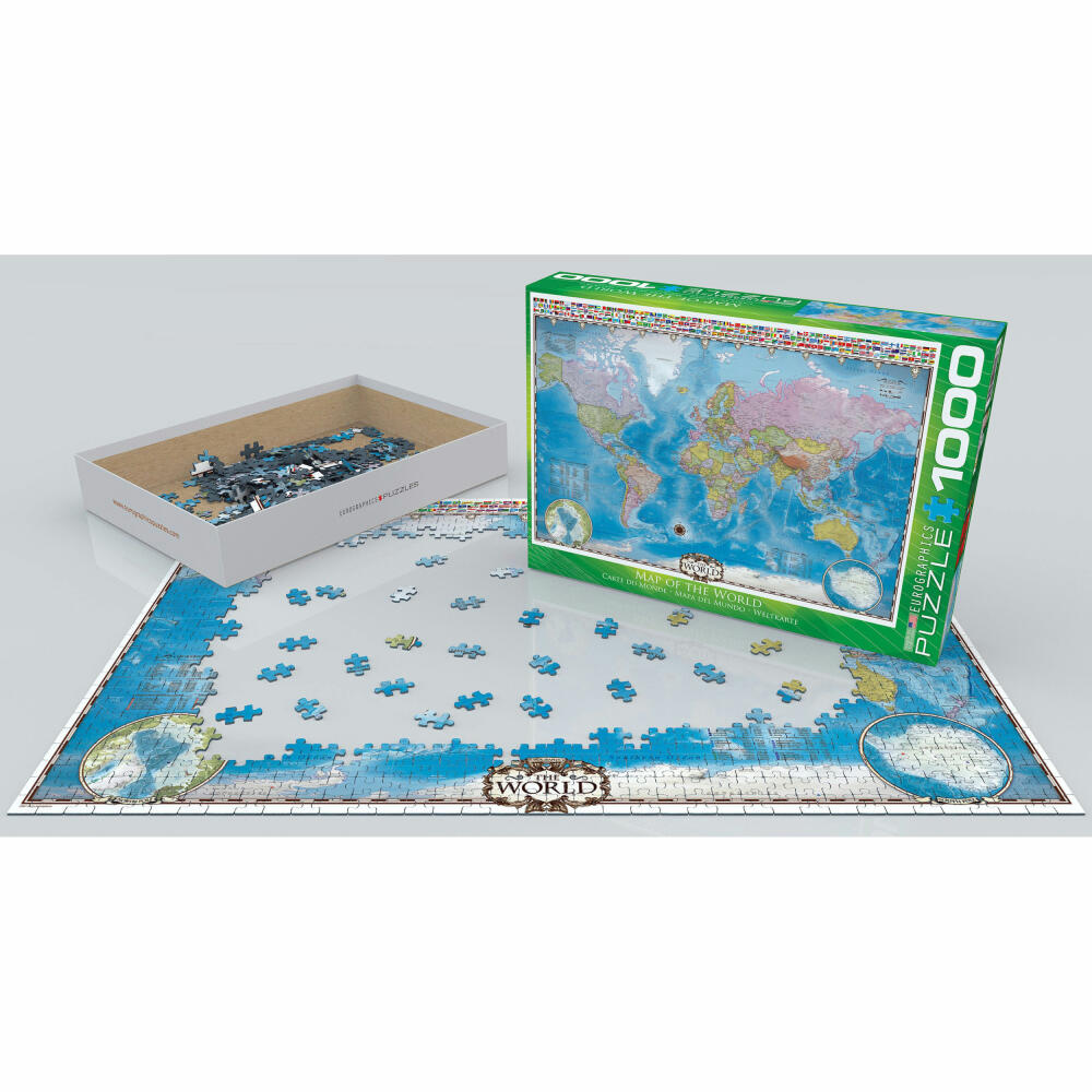 Eurographics Puzzle Weltkarte mit Flaggen, 1000 Teile, 68 x 48 cm, 6000-0557