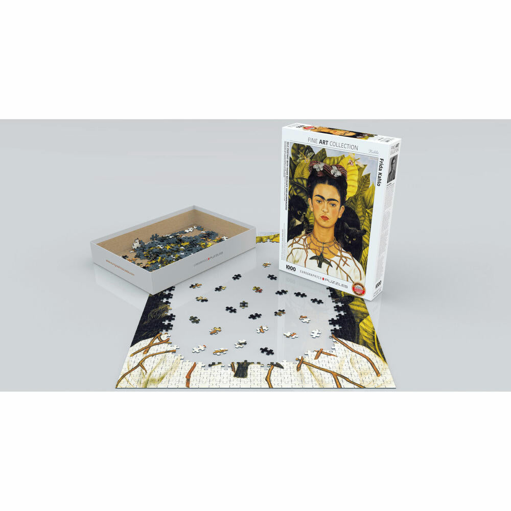 Eurographics Puzzle Selbstbildnis mit Dornenhalsketten und Kolibri von Frida Kahlo, 1000 Teile, 68 x 48 cm, 6000-0802