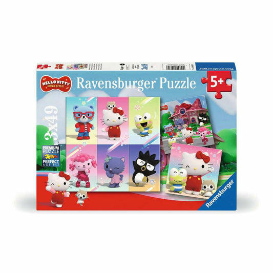 Ravensburger Hello Kitty Abenteuer in Cherry Town, 3 x 49 Teile, Kinderpuzzle, Kinder Puzzle, ab 5 Jahren, 12001035