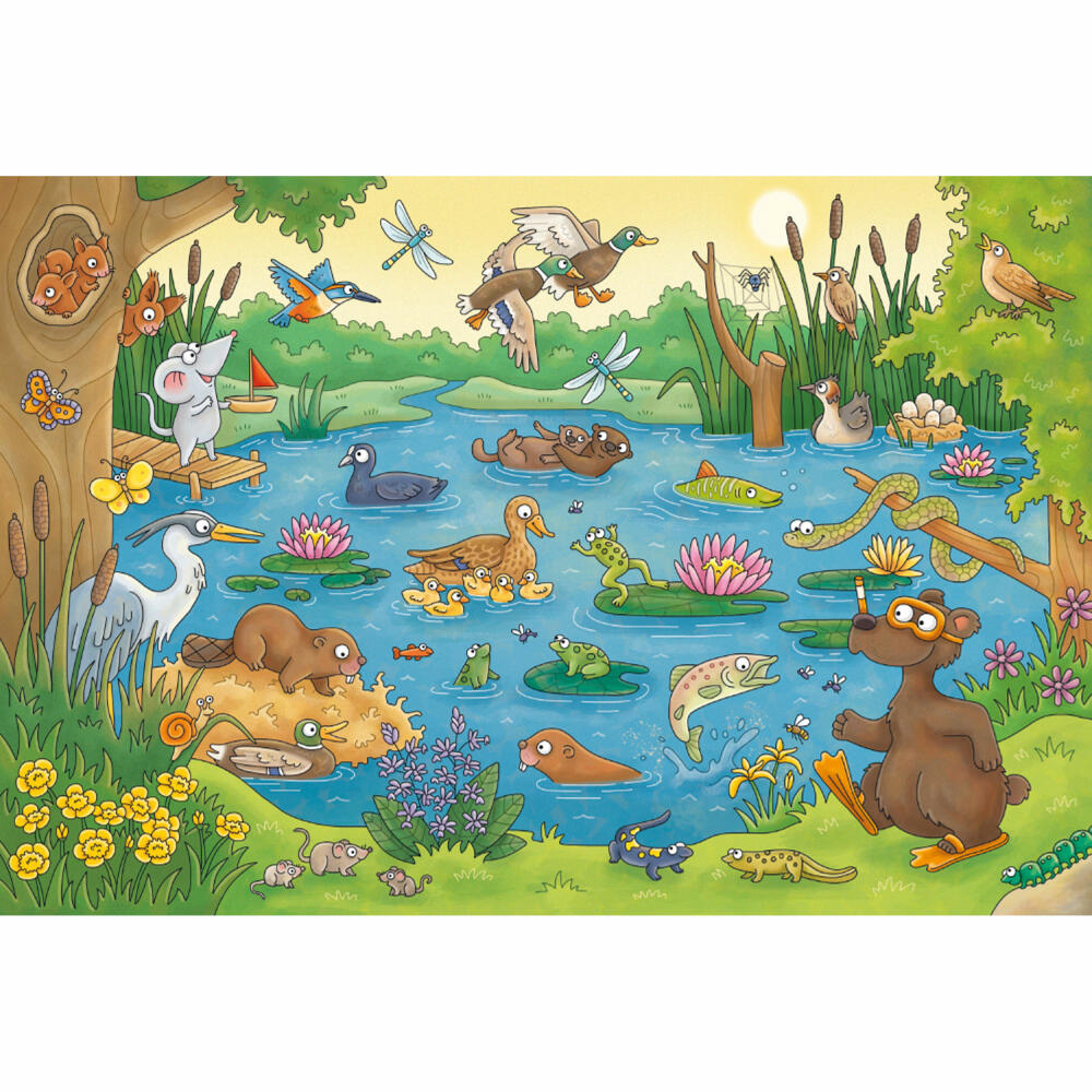 Schmidt Spiele Mauseschlau & Bärenstark Reise in die Natur, mit Add-On, Kinderpuzzle, Kinder Puzzle, Kinderpuzzles, 3 x 48 Teile, 56413