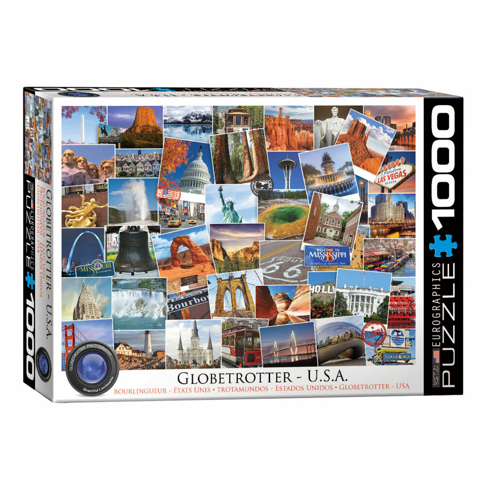 Eurographics Puzzle Globetrotter USA, Sehenswürdigkeiten, 1000 Teile, 68 x 48 cm, 6000-0750