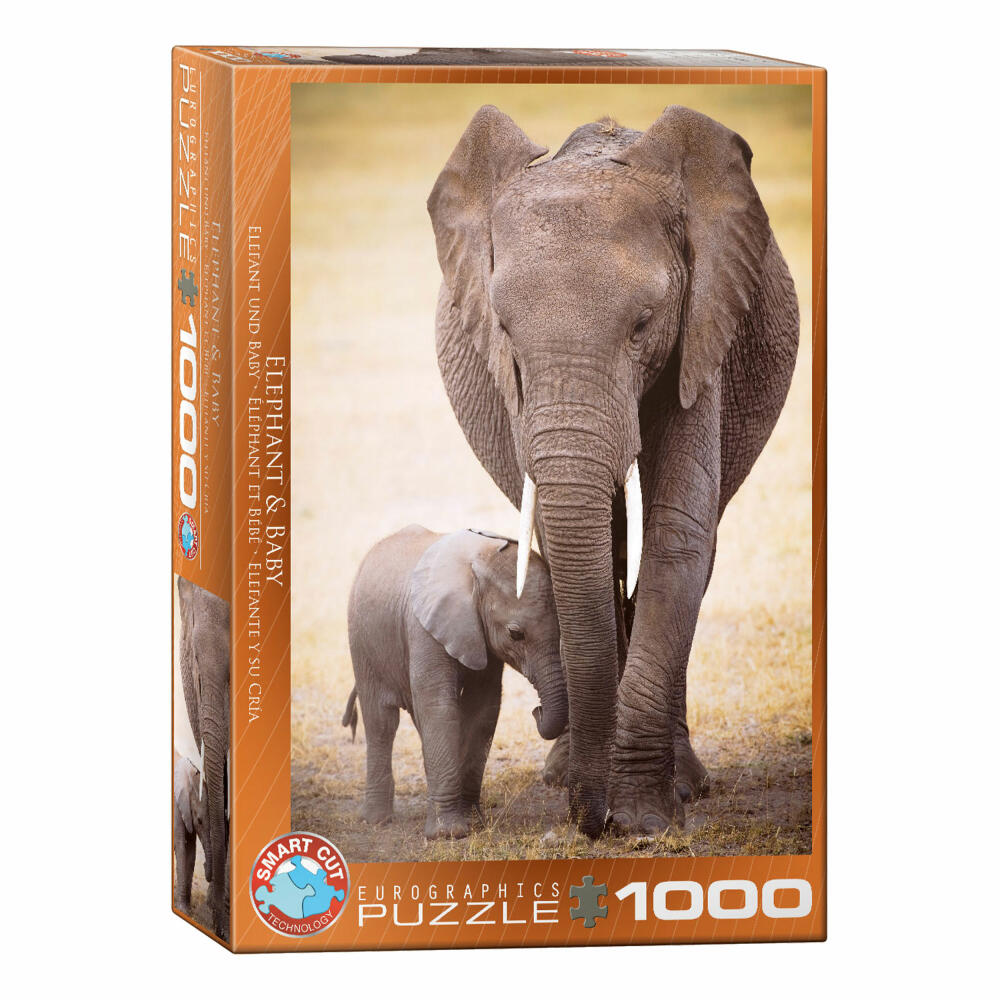 Eurographics Puzzle Elephant & Baby, Elefanten, 1000 Teile, 68 x 48 cm, 6000-0270