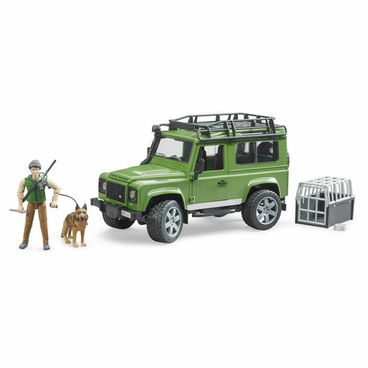 Bruder Forstwirtschaft Land Rover Defender Station Wagon, mit Förster und Hund, Modellfahrzeug, Modell Fahrzeug, Spielzeug, 02587